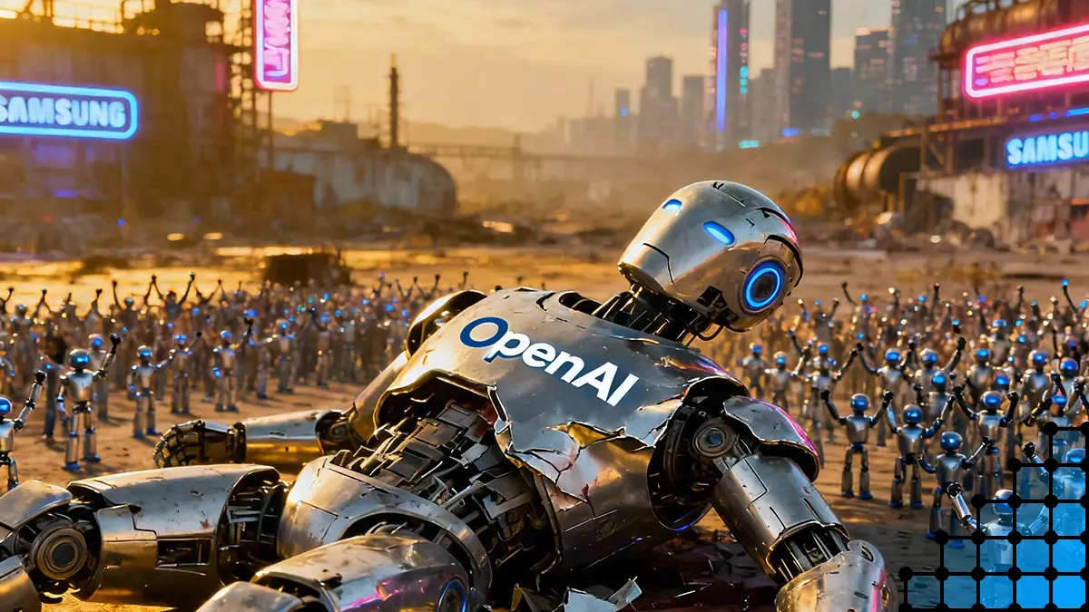 Ein OpenAI Roboter wird von kleinen Samsung Robotern überwältigt